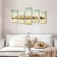 thumbnail image 2 of Elephant Stock Roaming Horses Wall Art - Horizontal Multi Panel Canvas - Living Room Wall Decor - Animal Multi Panel - Blue And Brown Decor By Ynon Mabat - 49" x 24", 2 of 8
