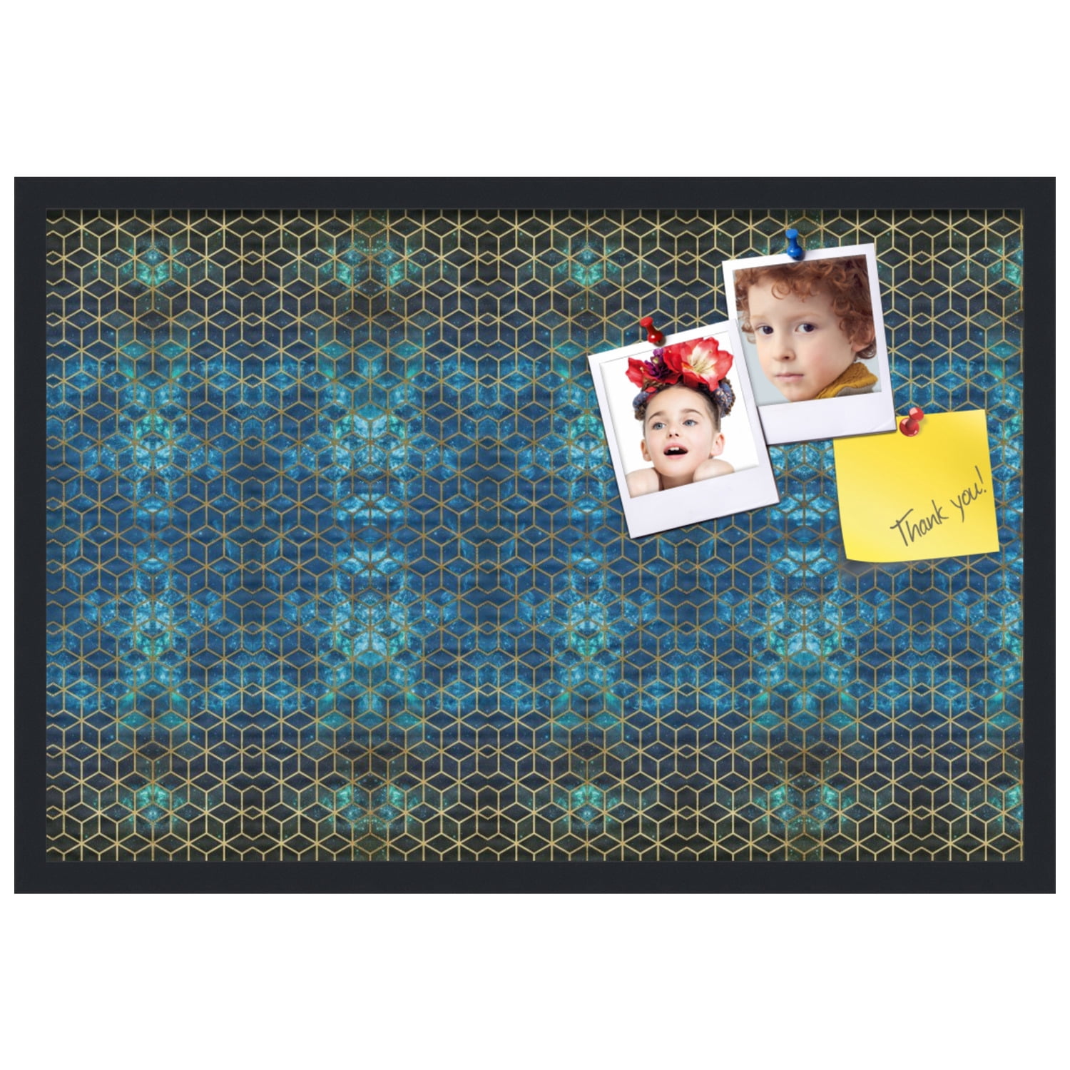 PinPix 30x20 Custom Cork Bulletin Board Midnight Poster Board Has a Fabric Style Canvas Finish, Framed in Midnight, by ArtToFrames (PinPix-1882)