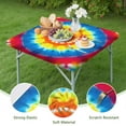 thumbnail image 4 of Tie Dye Heart Accent Mandala Pattern Square Fitted Tablecloth with Elastic Edge,Square Table Cover,Washable Elastic Table Cover for Home Kitchen Party Decor 34"x34", 4 of 6