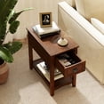 thumbnail image 2 of Gymax Contemporary Chair Side End Table Compact Table w/ Drawer Nightstand Walnut, 2 of 10