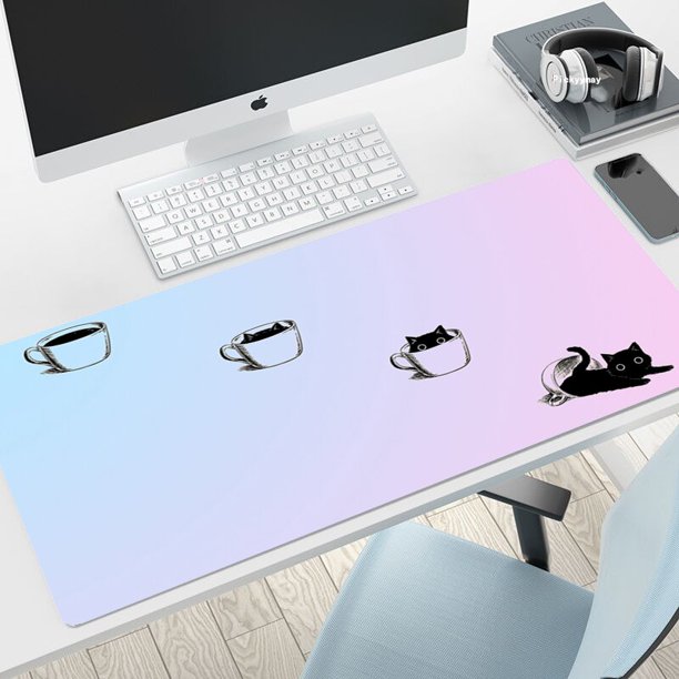 Alfombrilla de ratón Kawaii Cat para Gamer, alfombrilla grande XXL para ratón, teclado grande, alfombrilla de escritorio para ordenador portátil LIUWENJING unisex