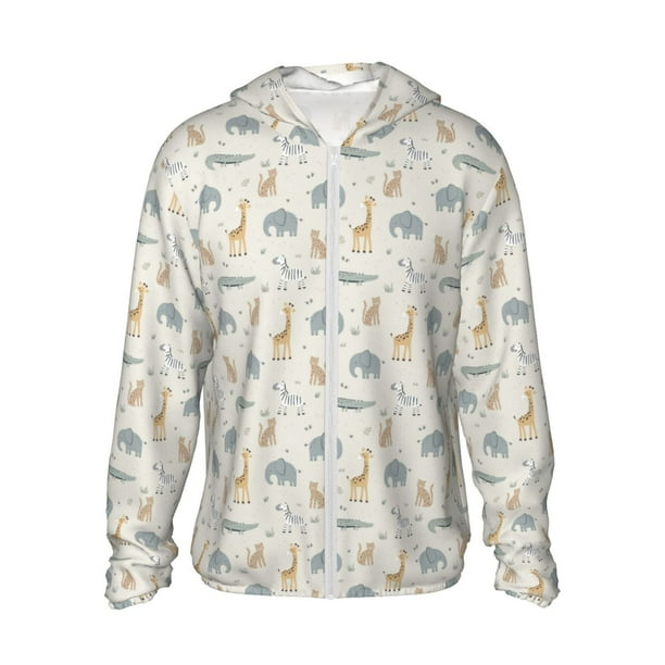 Fotbe African Animals Chaqueta con Protección Solar UPF 50+ para Hombre y Mujer, Camisa con Capucha y Bolsillos-Medium