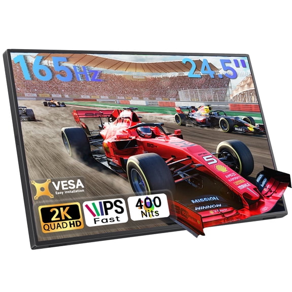 24.5" 2K Portable Monitor, 165Hz Gaming Monitor with 100% sRGB IPS Panel, Built-in Adjustable Stand & VESA Mount, USB-C HDMI External Second Screen for Laptop, PC, Phone, Xbox, PS5, Switch