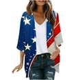 thumbnail image 2 of Dolkfu Kimonos for Women Beach Swimsuit Independence Day Cover-up Women 3/4 Sleeve Cardigans, 2 of 5