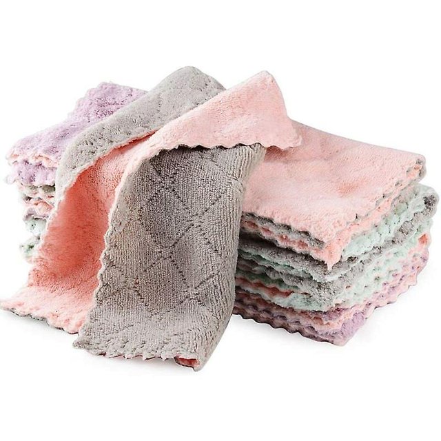 5 uds toallas de cocina absorbentes paños de limpieza de microfibra de doble cara para cocina y coche 25x25cm