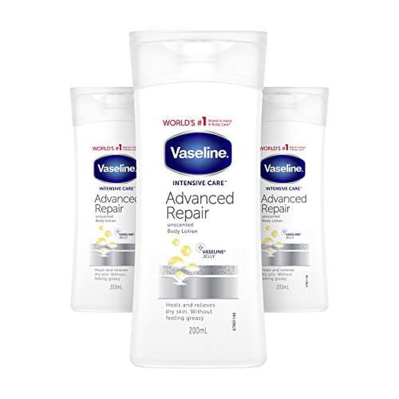 Vaseline Intensive Rescue Moisture Locking Body Lotion Unfragranced 200ml Pack of 3
