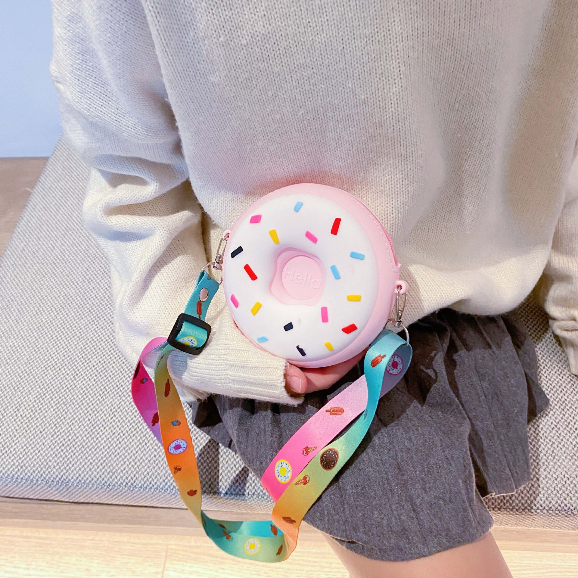 2 Porte-Monnaies En Silicone En Forme De Donut - Pochette Mignonne Avec Sangle Réglable Pour Pièces, Clés, Cartes