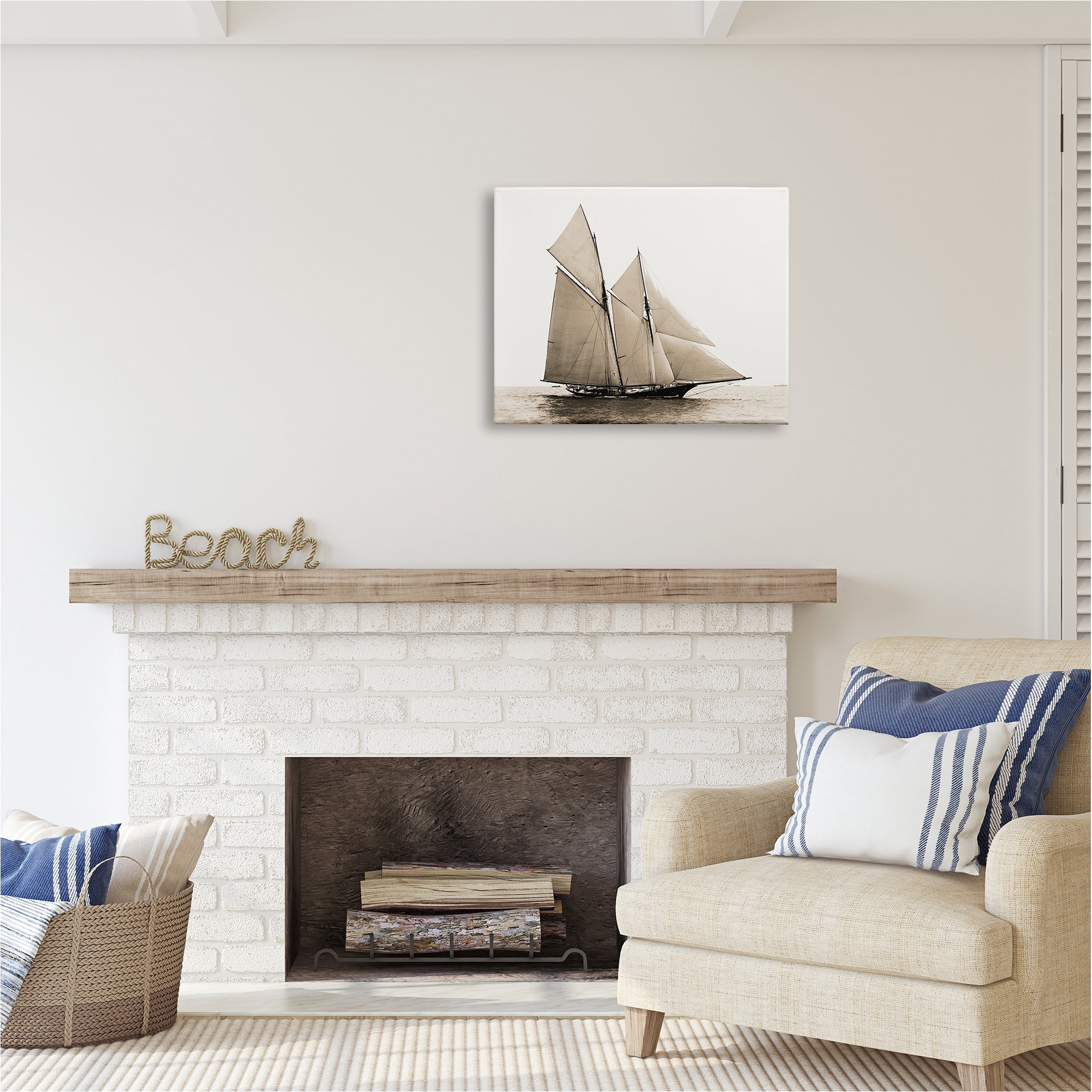 Stupell Industries Vintage Sailboat Photography Transportation Photography Gallery Wrapped Canvas Art Print Wall Art, 30 x 24
