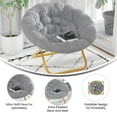 thumbnail image 6 of Flash Furniture Gwen 38" Oversize Portable Faux Fur Folding Saucer Moon Chair for Dorm and Bedroom, Gray Faux Fur/Soft Gold Frame, 6 of 12