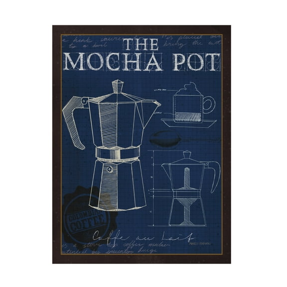 Marco Fabiano 'Coffee Blueprint II Indigo' Canvas Art