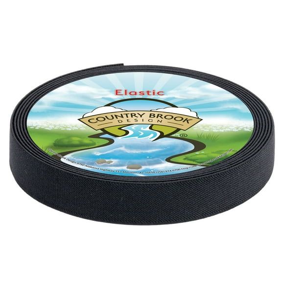 Country Brook Design® 3/4 inch Black Elastic Polyester Webbing, 36 Yards