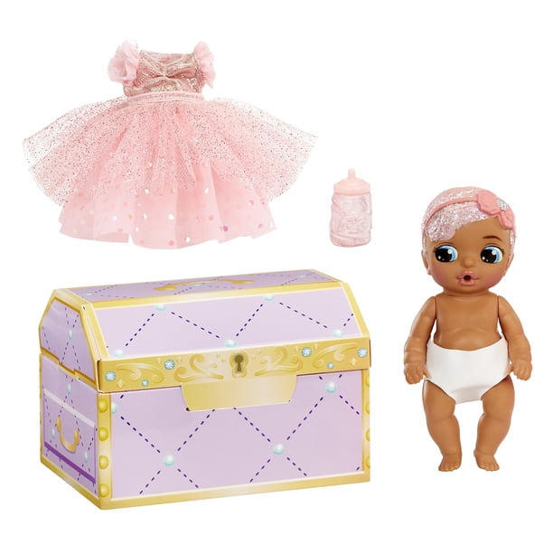 Baby Born Surprise Small Dolls Serie 8 - Muñeca bebé coleccionable sorpresa que se desenvuelve con 3 sorpresas de agua, vestido con temática de piedras preciosas, pañal que cambia de color, empaque en