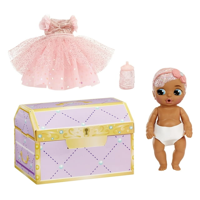 Baby Born Surprise Small Dolls Serie 8 - Muñeca bebé coleccionable sorpresa que se desenvuelve con 3 sorpresas de agua, vestido con temática de piedras preciosas, pañal que cambia de color, empaque en