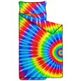 thumbnail image 2 of Red and Green Tie Dye Pattern Teens Toddler Nap Mat with Pillow, Sleeping Mat Bag for Preschool Daycare 59"x22", 2 of 6