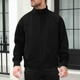 thumbnail image 2 of USNSM (M-5XL) Men's Big and Tall Solid Casual Jacket Outdoor Long Sleeves Stand Collar Zipper Pocket Baseball Jacket Black XXL, 2 of 8