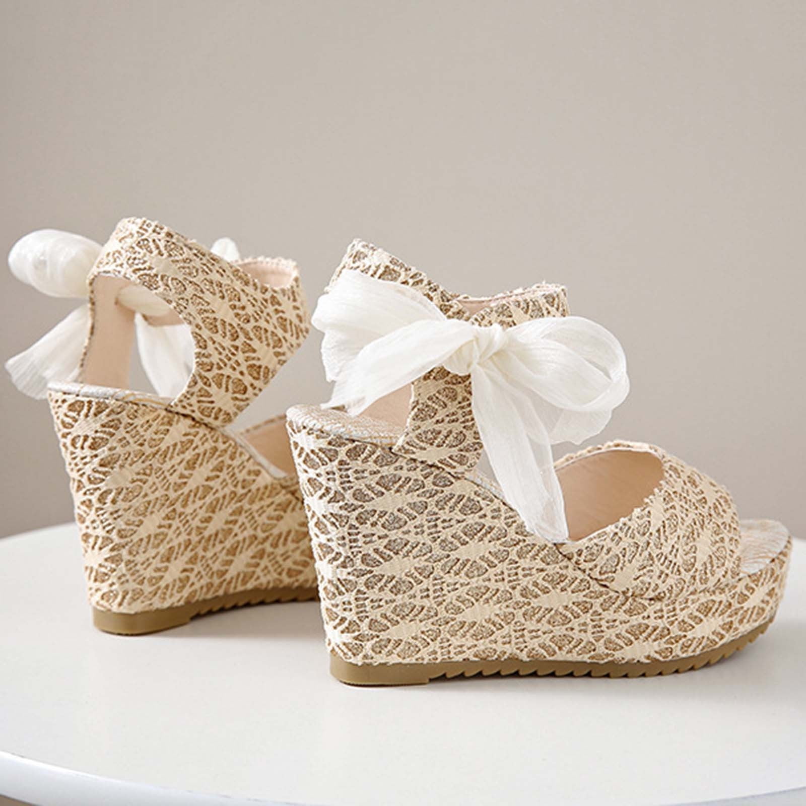Cameland Women s Fish Mouth Wedges Shoes Large Lace Up High Heels Luxury Sandals Walmart