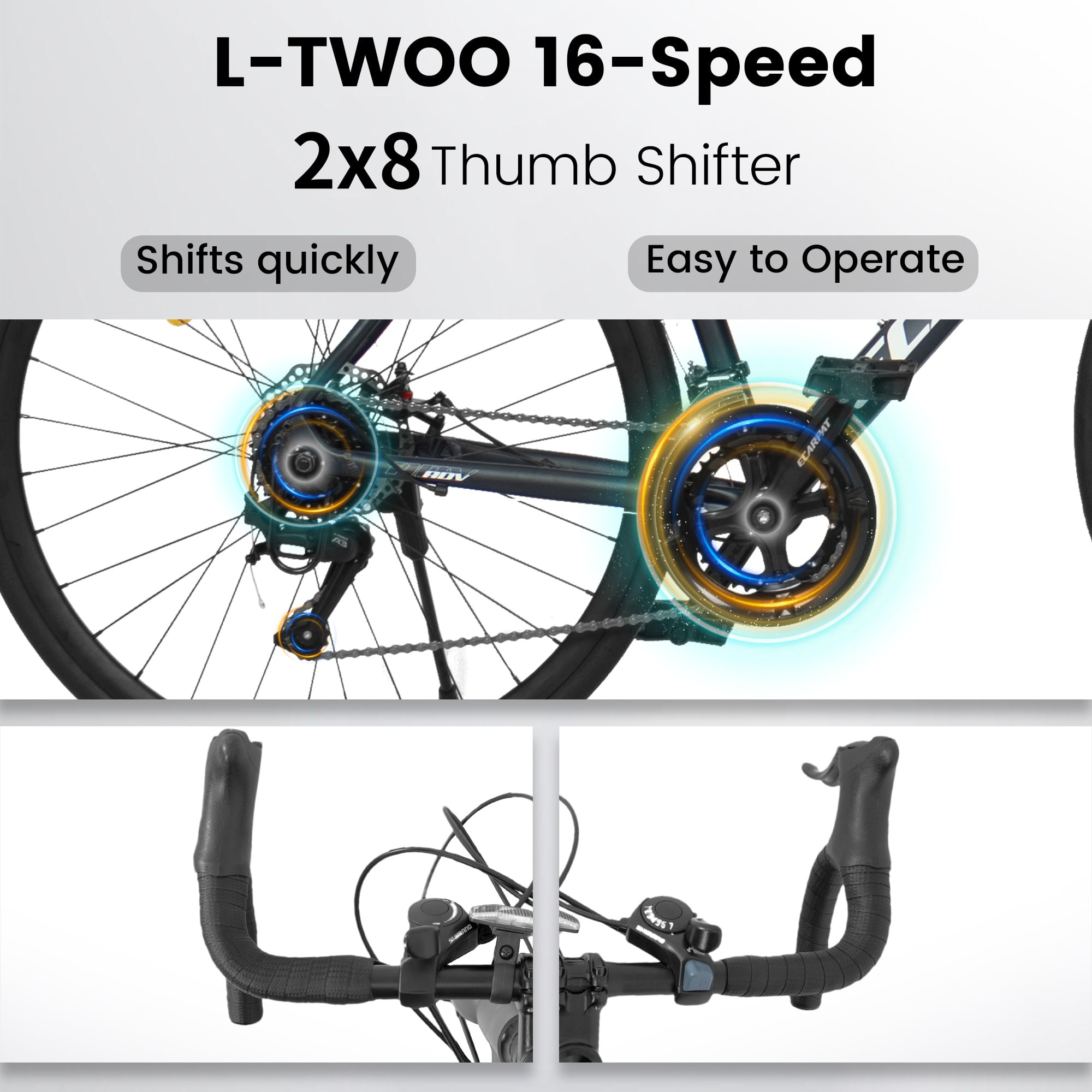 POVANLI 700C Road Bike for men women, 16-Speed Outdoor Bike Disc Brakes, Racing Bike Light Weight Aluminum Frame, City Commuting Road Bicycle L Size, Adults ages 14+, Gift(Dark Blue)
