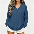 thumbnail image 2 of Aezemi V Neck Pullover Shirts Womens Fashion Long Sleeve Dressy Comfy Home Blouses Winter Fall Outdoor Workout Trendy Flowy Tees M, 2 of 6