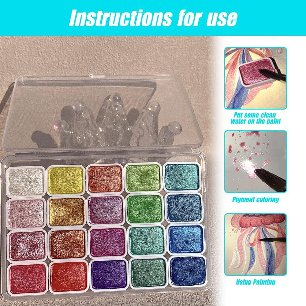 2025 Upgrade Color Shifting Watercolor Paint, 20 Colors Watercolor Painting Set, Shifting Watercolor Painting Set, Water Colour Solid Paint Box for Kids Adults Beginners Artists (#B 1ml)