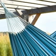 thumbnail image 3 of Vivere Brazilian Style Double Cotton Hammock, Outdoor Hanging Daybed, Blue Lagoon, 3 of 7