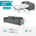 thumbnail image 4 of MUZZ Queen Size Velvet Pull Out Sofa Bed, 2-in-1 Sleeper Sofa Couch with Foam Mattress for Small Spaces(Grey), 4 of 9