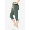 thumbnail image 3 of Woman Within Plus Size Petite Stretch-Cotton Knit Pull-On Capri Leggings, 3 of 6