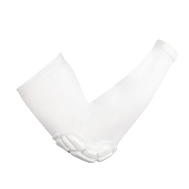 jinwen Manchon de Bras Extensible Protection Coudière pour Gym Baseball Cyclisme Hommes Femmes Blanc L