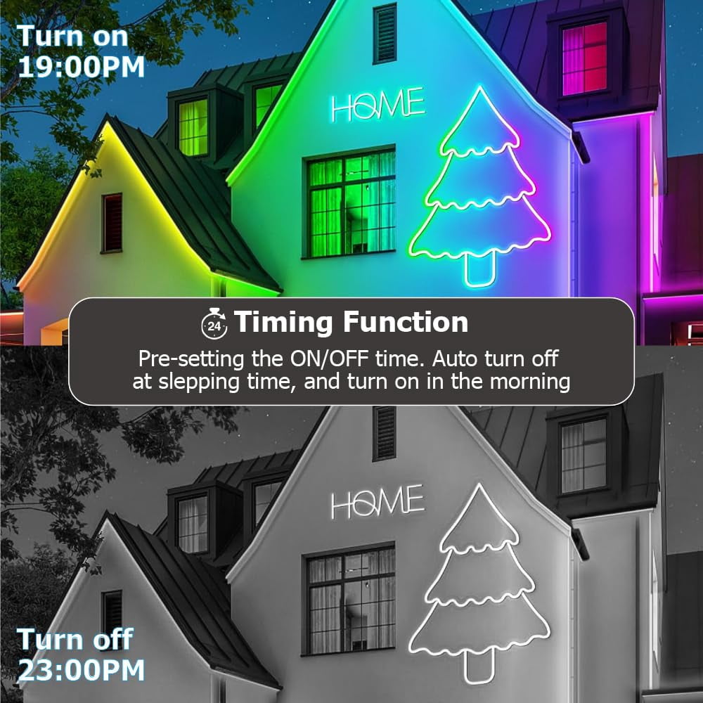 LED Neon Rope Lights, 9.8FT RGB Led Strip Lights App Control, DIY Design, Music Sync, IR Remote, Outdoor IP67 Waterproof, Dimmable Neon Strip for Living Room, Bedroom, Holiday Decoration