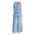 thumbnail image 5 of Women's Tank Top and Pants Set, Smocked Neck Ruffle Hem Top and Elastic Waist Palazzo Pants, Lightweight Beach Vacation Set with Pockets, Sky Blue M, 5 of 6