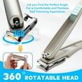 thumbnail image 3 of 8-in-1 Heavy Duty Toenail & Fingernail Clippers for Seniors Men with Thick & Ingrown Nails - Manicure Pedicure Kit with 360° Swivel Head - Professional Wide Jaw Podiatrist Tools, 3 of 4