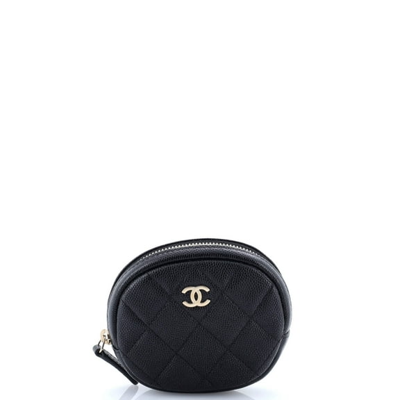 Pre-Owned Classic Round Coin Purse Quilted Caviar By Rebag