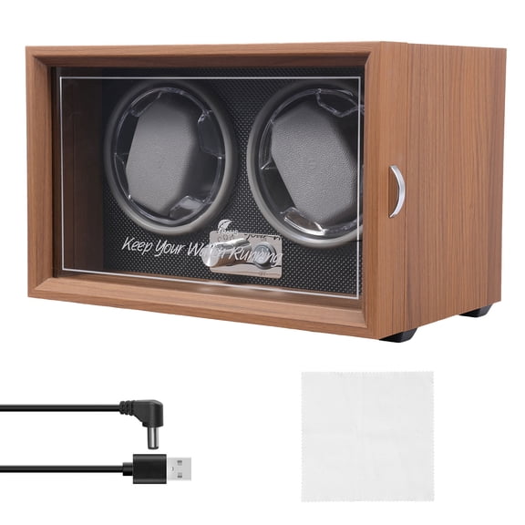 Grusce Double Watch Winder, Luxurious Watch Winder Box with Quiet Motor, Multiple Rotation Mode Ambient Light for Collector Enthusiast Businessman Watch Lovers