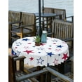 thumbnail image 2 of 4th of July Outdoor Tablecloth with Umbrella Hole and Zipper Red White and Blue Stars Stripes Round Tablecloths 60 Inch Waterproof Table Cloths Patriotic Patio Table Cover for Independence Day Party, 2 of 6