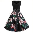 thumbnail image 2 of EQWLJWE Longue Robe pour Femmes Mode pour Femmes Imprimé Vintage Col en V Sans Manches Robe Aguichant Évasée, 2 of 5