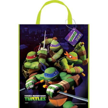 (6 Pack) Large Plastic Teenage Mutant Ninja Turtles Goodie Bag, 13 x 11 in,