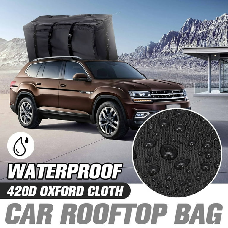 EUBUY Car Rooftop Cargo Carrier Bag 600D Oxford Cloth Waterproof Car Roof Bag Cargo Traveling Foldable Storage Organizer for Car Truck SUV Vans