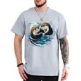 thumbnail image 2 of Vintage Otters Retro Wildlife Graphic Casual T-Shirt for Men and Women, 2 of 6