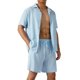 thumbnail image 2 of Sunloudy Conjunto de traje de 2 piezas para hombre, camisa de manga corta con cuello vuelto de color sólido + pantalones cortos para el verano Sunloudy  S/M/L/XL/XXL, 2 of 10