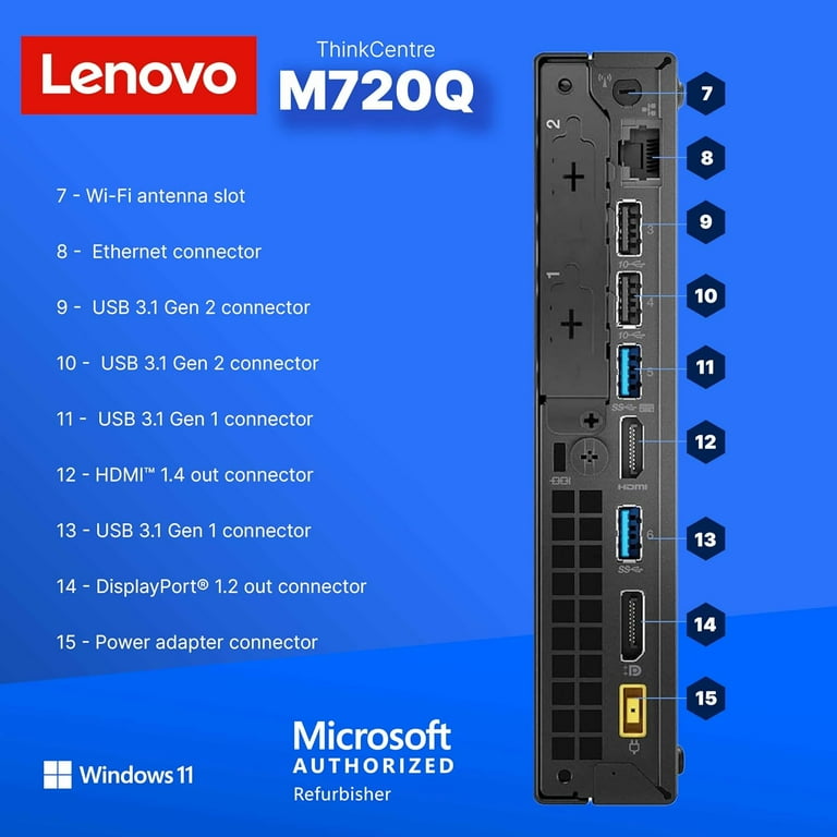 Restored Lenovo ThinkCentre M720Q Windows 11 Pro Micro PC | Intel
