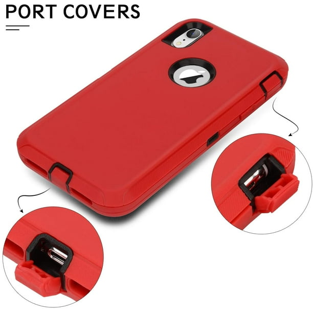 Xr Heavy Duty Case - {Shock Proof-Shatter Resistant - 3 Layer Rubber- Compatible for iPhone Xr} Color Red - Walmart.com
