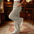 thumbnail image 5 of ZHYou No Boundarie Women's Corduroy Drawstring Wide Leg Pants Textured Loose Fit Casual Cargo Trousers with Multi Pockets,Khaki,Size M, 5 of 8