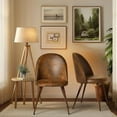 thumbnail image 1 of Homy Casa 2-Pack Accent Chair Set with High Round Back, Armless, Brown Faux Suede Upholstered, 1 of 10