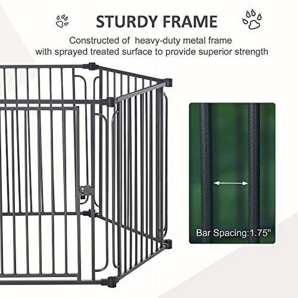 Pawhut Heavy-duty Pet Playpen Kennel with Door & Removable Cover 6 Panels for Small & Medium Sized Dogs for Indoor &Outdoor Use, Black