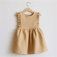 thumbnail image 6 of Coerni Summer Toddler Girl Dresses Linen Cotton Sleeveless Solid Color Dress Soft Comfy Beach Sundress for Girl Kids, 6 of 6