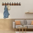 thumbnail image 5 of Wall Mounted Coat Rack 31.5'' Wooden Burnt Brown Plate with 8 Black Tri Hooks, Heavy Duty Metal Coat Hooks for Entryway Bathroom Decor, 5 of 7