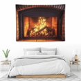 thumbnail image 3 of ONETECH  40x30Inches Burning Fire Tapestry Christmas Fireplace Bright Brick Wall Hanging Vintage Merry Elements Festival Celebrate Wall Tapestry for Living Room Decor, 3 of 7