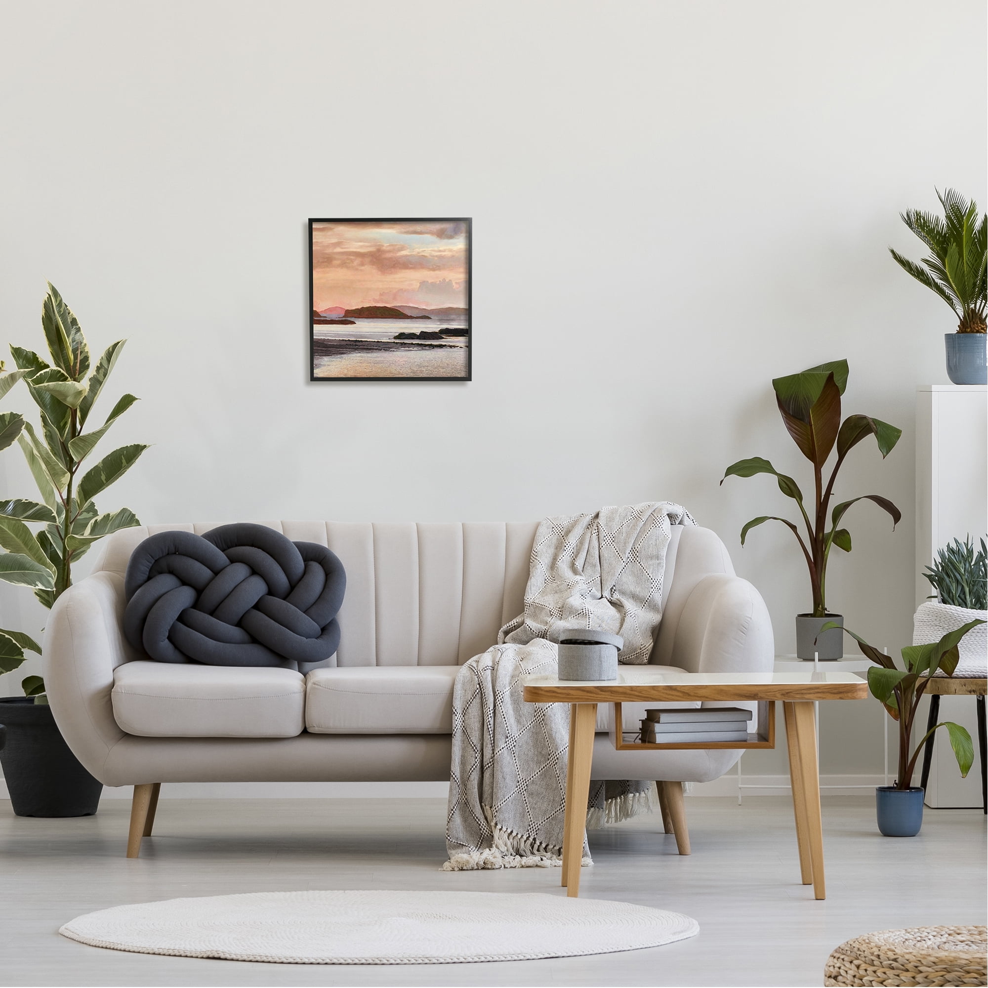 Stupell Industries Cloudy Beach Atmosphere Landscape Painting Black Framed Art Print Wall Art, 17 x 17