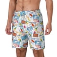 thumbnail image 2 of Uemuo Summer Stamp Pattern Mens Swim Trunks Quick Dry Board Shorts with Mesh Lining, Stretch Beach Shorts Quick Dry No-Chafing Board Shorts-Small, 2 of 9