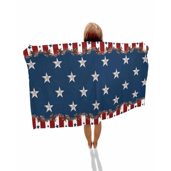 Country Star Farm Beach Towels Oversized Super Absorbent, Red Blue Patriots Stripe American Flag Lightweight Bath Towel Quick Dry Sets For Bathroom/Pool/Rv Camping/Beach Play/Gym Room/Picnic 35"x70"