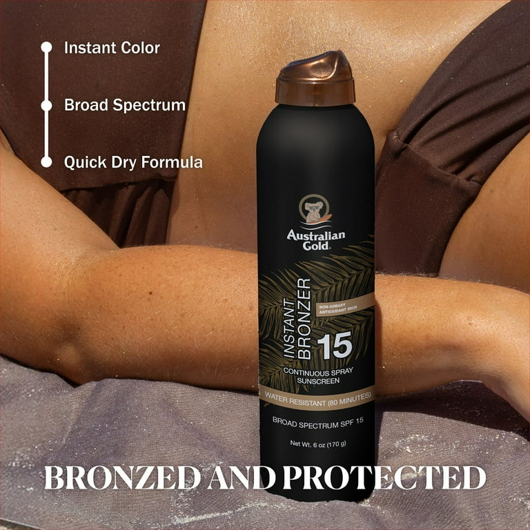 Australian Gold Continuous Spray Sunscreen With Bronzer 6oz - SPF 15 Australian Gold Continuous Spray Sunscreen With Bronzer 6oz - SPF 15